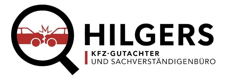 Logo der Firma Hilgers, KFZ-Gutachter und Sachverständiger, mit Autosymbol. Unfallgutachten Heinsberg 